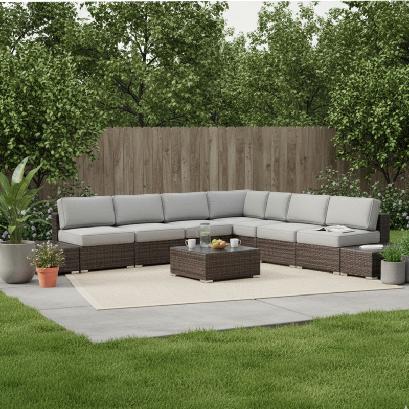 Wicker Sectional Seating Group With Cushions - R&R Furniture Gallery (Fountain Valley, CA)