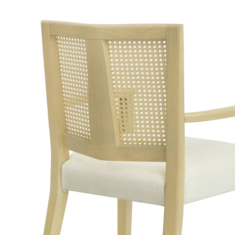Mid Century Modern Arm Dining Chairs With Rattan Backrest - R&R Furniture Gallery (Fountain Valley, CA)
