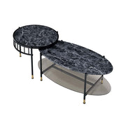 Silas - Nesting Coffee Table Set - Faux Marble Top & Black - R&R Furniture Gallery (Fountain Valley, CA)