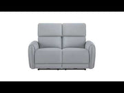 Gray synthetic leather recliner loveseat from ACME with power motion, USB port, and plush cushioning for comfortable seating.