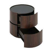 Elegant Italian High Grade Double Layer Storage Round Side Table - Brown / Black - R&R Furniture Gallery (Fountain Valley, CA)