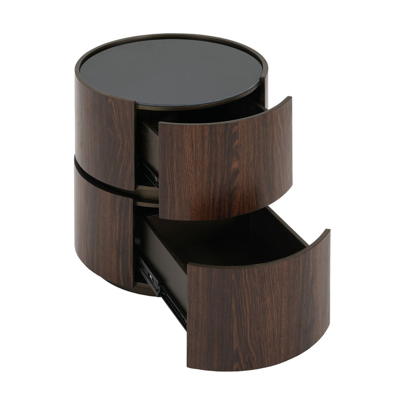 Elegant Italian High Grade Double Layer Storage Round Side Table - Brown / Black - R&R Furniture Gallery (Fountain Valley, CA)
