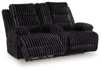 Rhine Falls - Double Reclining Power Loveseat With Console - Onyx - R&R Furniture Gallery (Fountain Valley, CA)