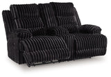 Rhine Falls - Double Reclining Power Loveseat With Console - Onyx - R&R Furniture Gallery (Fountain Valley, CA)