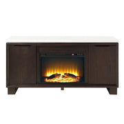 Edwyn - Server With Fireplace - Natural Marble Top & Espresso - R&R Furniture Gallery (Fountain Valley, CA)