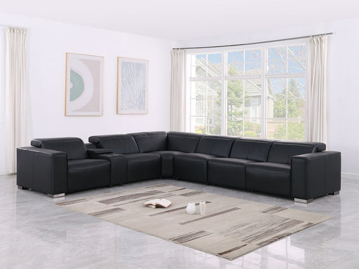 1208 - 7 Piece L-Shaped Leather Reclining Sectional With 4 Power Recliners - R&R Furniture Gallery (Fountain Valley, CA)