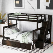 Stairway Bunk Bed With Storage And Guard Rail For Bedroom - R&R Furniture Gallery (Fountain Valley, CA)