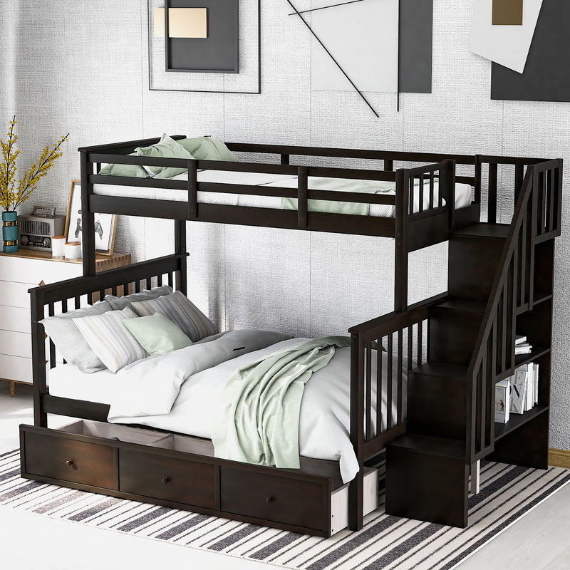 Stairway Bunk Bed With Storage And Guard Rail For Bedroom - R&R Furniture Gallery (Fountain Valley, CA)