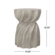 Gray Noble House Canis side table for outdoor use, modern design with a sturdy, stylish surface and sleek legs.