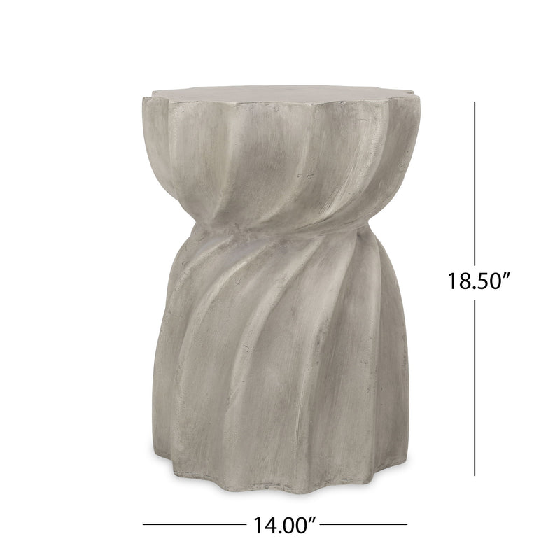 Gray Noble House Canis side table for outdoor use, modern design with a sturdy, stylish surface and sleek legs.