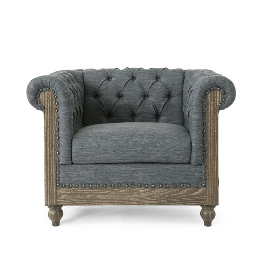 Fabric Upholstered Club Chair With Scrolled Tuxedo Arms - R&R Furniture Gallery (Fountain Valley, CA)
