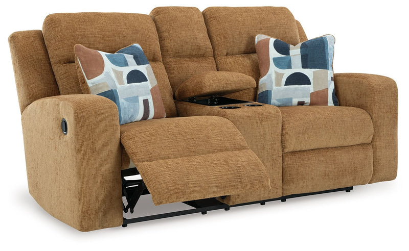 Kanlow - Dbl Reclining Loveseat With Console - R&R Furniture Gallery (Fountain Valley, CA)