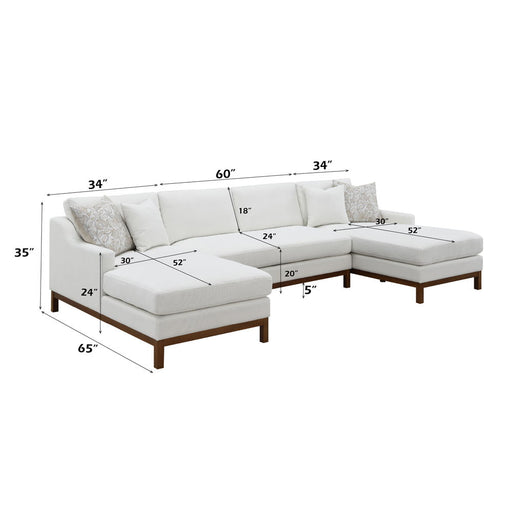 Valiant - Sectional Sofa With 4 Pillows - Ivory Chenille - R&R Furniture Gallery (Fountain Valley, CA)