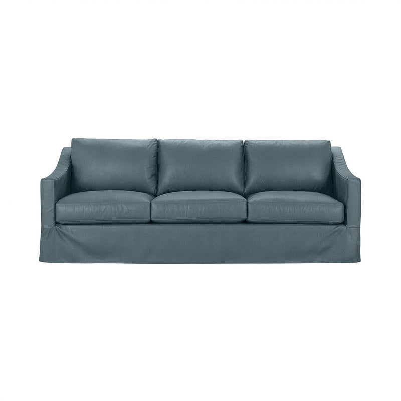 Classic Home Kipton upholstered stationary sofa with plush fabric and wide armrests, featured in a modern living room setting.