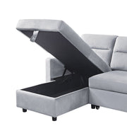 Ruby - Reversible Sleeper Sectional Sofa With Storage Chaise And Side Pocket - Light Gray - R&R Furniture Gallery (Fountain Valley, CA)