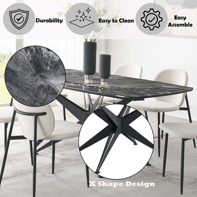 Klaus - Dining Table - Crystal Tempered Glass Top & Black Finish - R&R Furniture Gallery (Fountain Valley, CA)