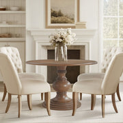 Round Pedestal Dining Table - Walnut - R&R Furniture Gallery (Fountain Valley, CA)