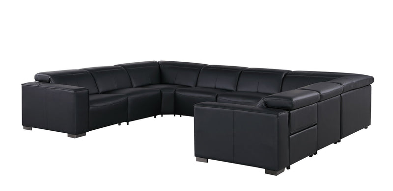 1208 - 8 Piece U Shaped Leather Sectional With 4 Power Recliners & Power Headrest