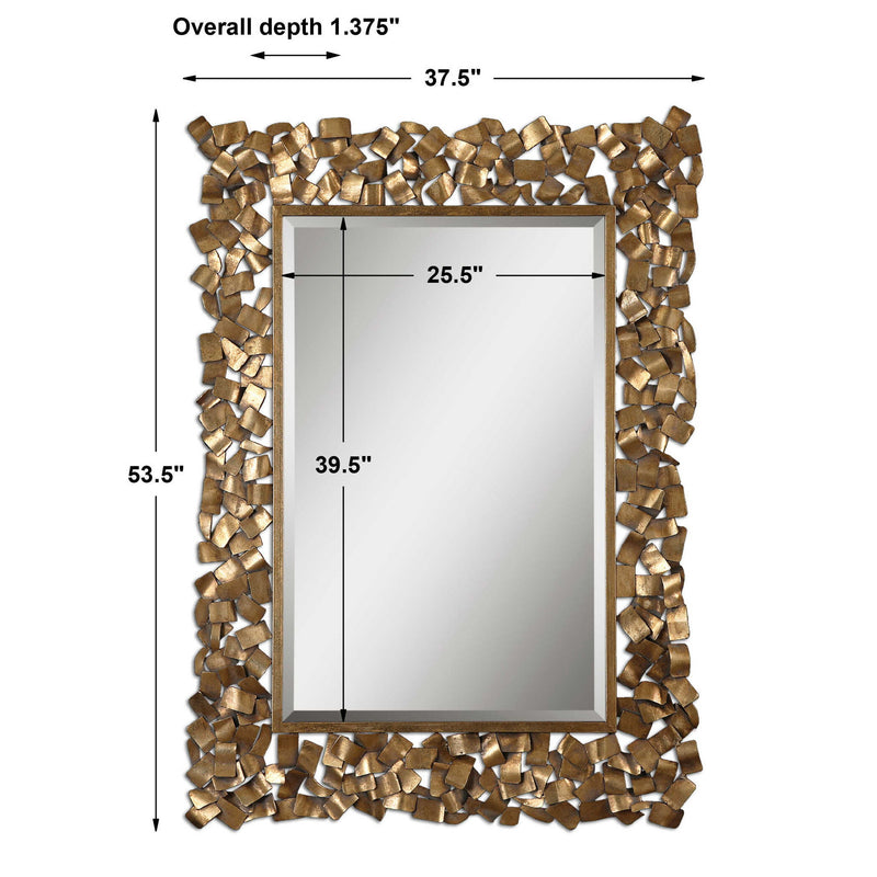 Antique gold wall mirror by Uttermost, featuring a decorative frame with intricate detailing and a classic, elegant design.