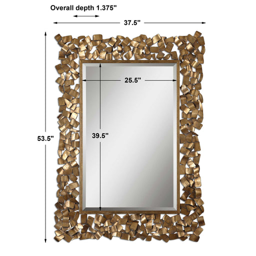 Antique gold wall mirror by Uttermost, featuring a decorative frame with intricate detailing and a classic, elegant design.
