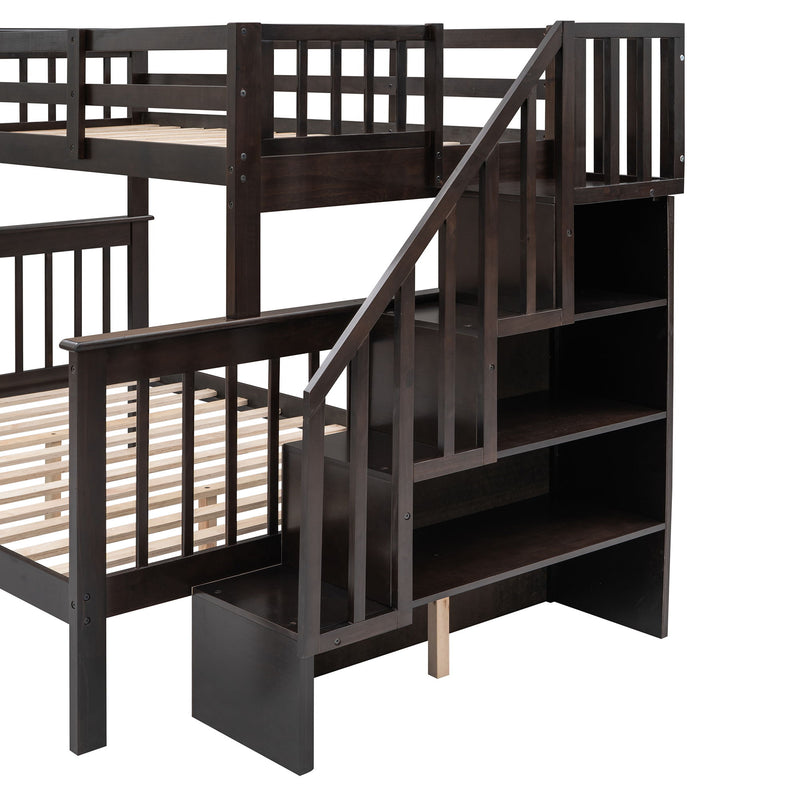 Stairway Bunk Bed With Storage And Guard Rail For Bedroom - R&R Furniture Gallery (Fountain Valley, CA)