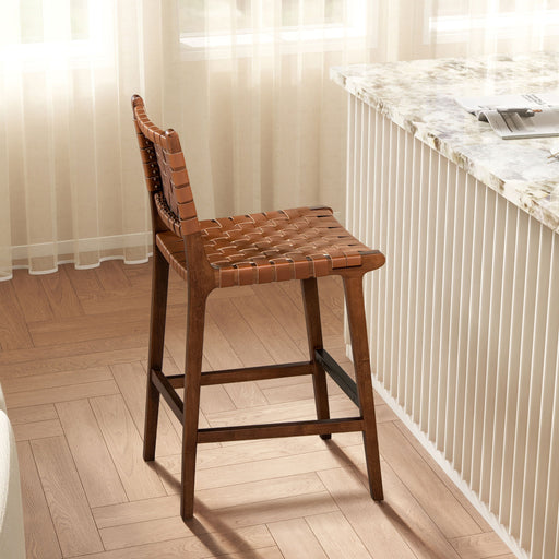 Andre - Counter Stool With Back - Pecan Brown - R&R Furniture Gallery (Fountain Valley, CA)