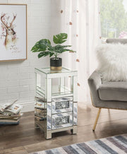 Noralie - 24" Accent Table - Clear Glass, Mirrored & Faux Diamonds - R&R Furniture Gallery (Fountain Valley, CA)