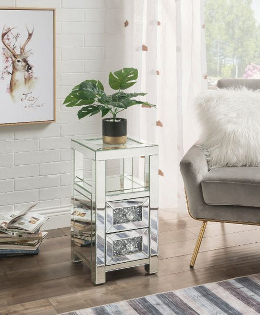 Noralie - 24" Accent Table - Clear Glass, Mirrored & Faux Diamonds - R&R Furniture Gallery (Fountain Valley, CA)