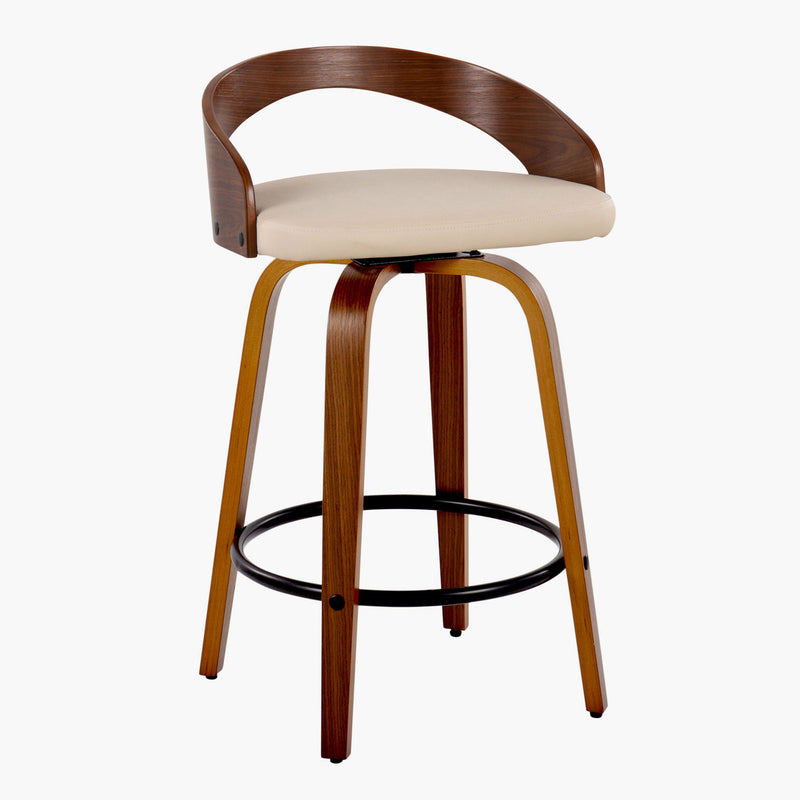 Grotto - Mid Century Modern Fixed Height Counter Stool With Swivel With Round Footrest (Set of 2) - R&R Furniture Gallery (Fountain Valley, CA)