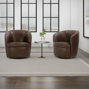 Barolo - 100% Italian Leather Swivel Club Chair (Set of 2) - R&R Furniture Gallery (Fountain Valley, CA)