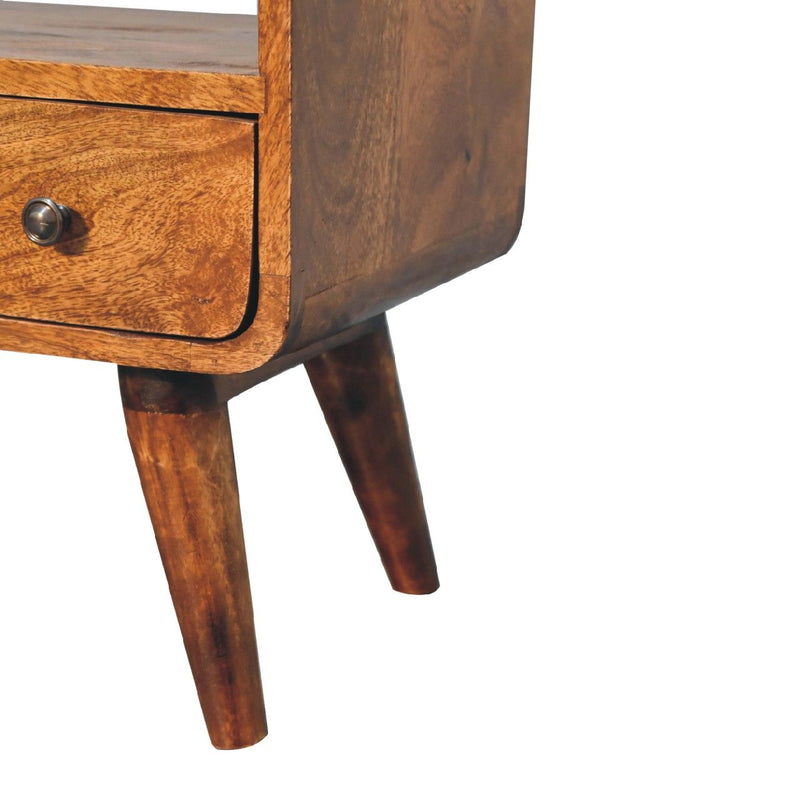 Mini Curved Media Unit - Chestnut - R&R Furniture Gallery (Fountain Valley, CA)
