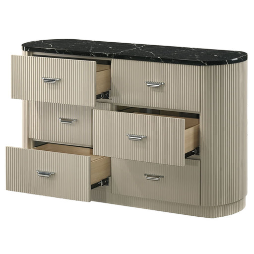 Travonte - Dresser - Gray / Beige - R&R Furniture Gallery (Fountain Valley, CA)