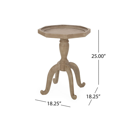 Noble House French Country accent table with natural wood top and white spider leg design, ideal for living rooms or entryways.