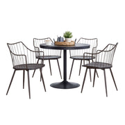 Lumi Source Dakota Winston 5-piece contemporary dining set with black and dark walnut finish, includes dining table and chairs.