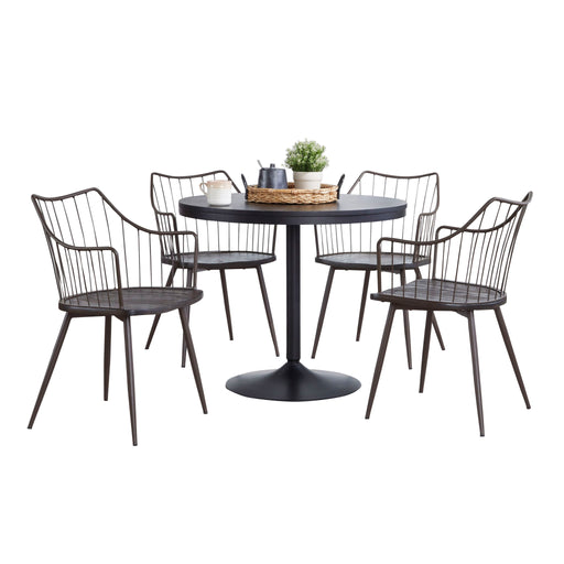 Lumi Source Dakota Winston 5-piece contemporary dining set with black and dark walnut finish, includes dining table and chairs.