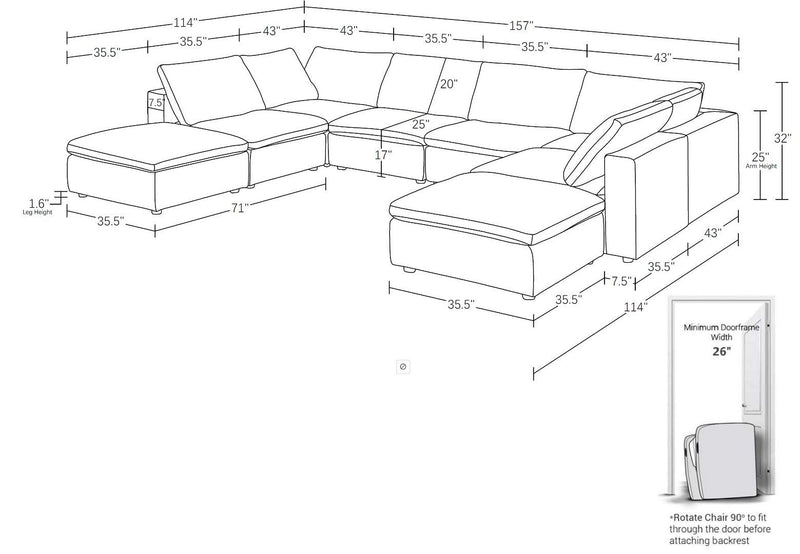1100 - Top-Grain Italian Leather 8-Piece Sectional With Chaise