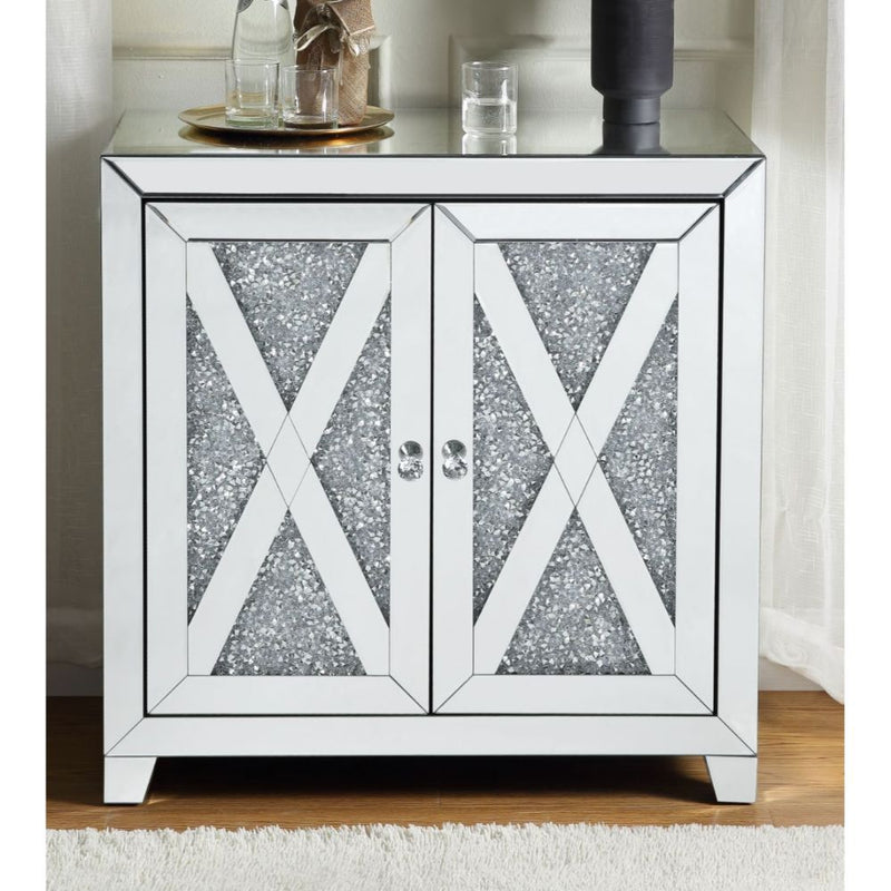 Noralie - 2 Door Console Cabinet - Mirrored & Faux Diamonds - R&R Furniture Gallery (Fountain Valley, CA)