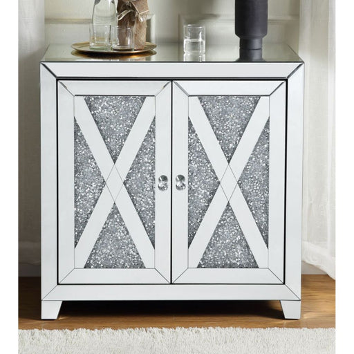 Noralie - 2 Door Console Cabinet - Mirrored & Faux Diamonds - R&R Furniture Gallery (Fountain Valley, CA)