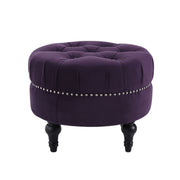 Dawn - Tufted Round Ottoman Nailhead Accents - Purple - R&R Furniture Gallery (Fountain Valley, CA)