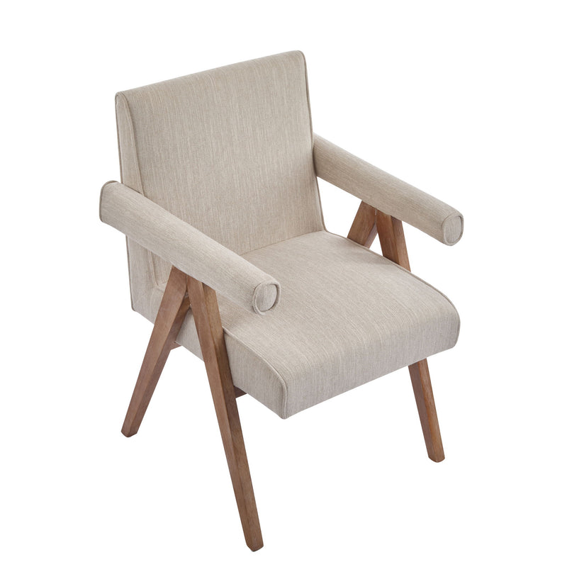 Contemporary Poppy Fabric Dining Armchair With Rubberwood Legs - R&R Furniture Gallery (Fountain Valley, CA)