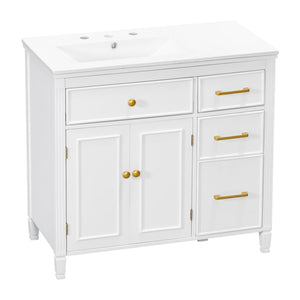 Bathroom Vanity With Sink Top, 3 Soft Closing Drawers