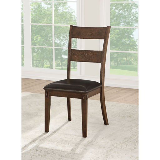 Nabirye - Side Chair (Set of 2) - Esspresso Synthetic Leather & Dark Oak - R&R Furniture Gallery (Fountain Valley, CA)