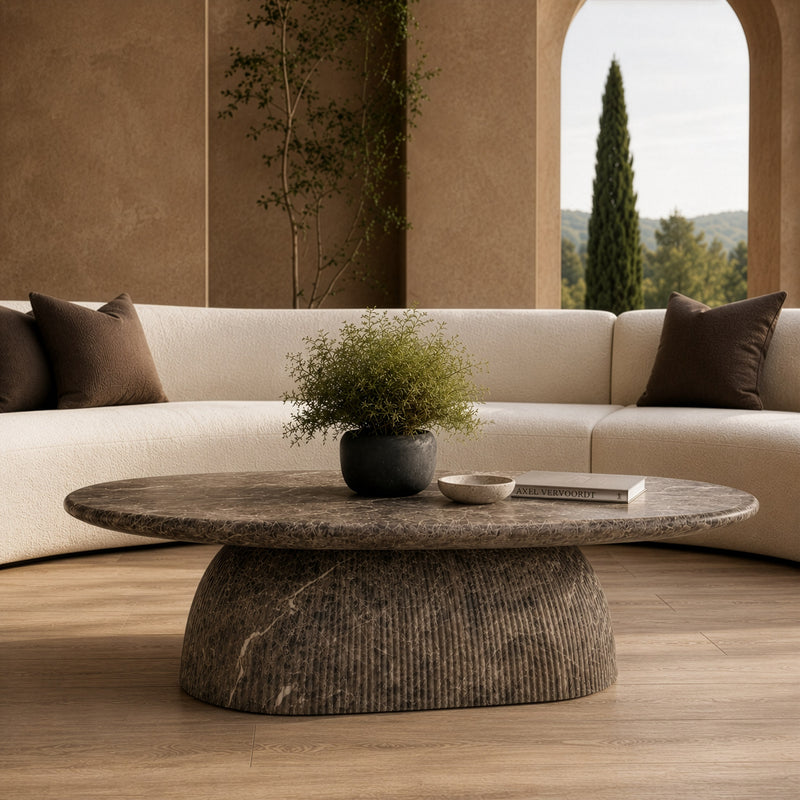 Ararat - Modern Faux Marble Concrete Coffee Table — view 5