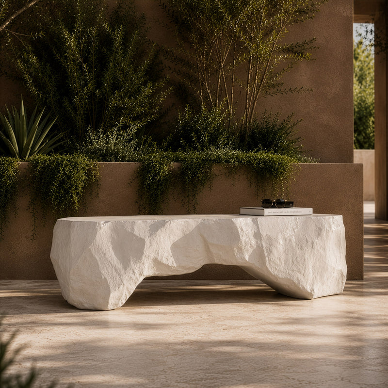Kamet - Modern Cream Concrete Bench — view 4