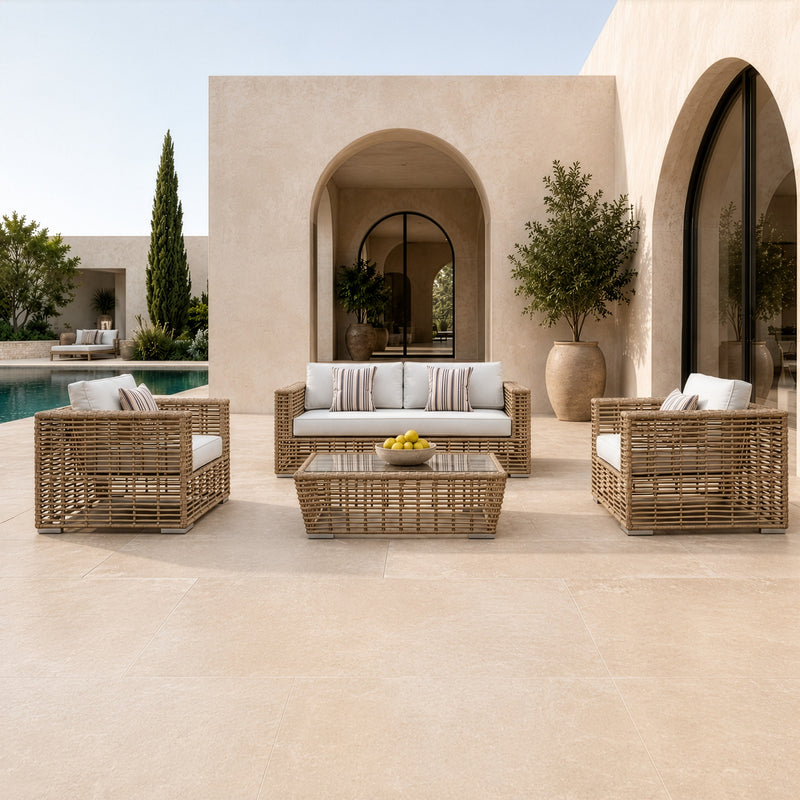 Ko Tao - Outdoor Beige + Wicker Sofa Set — view 2