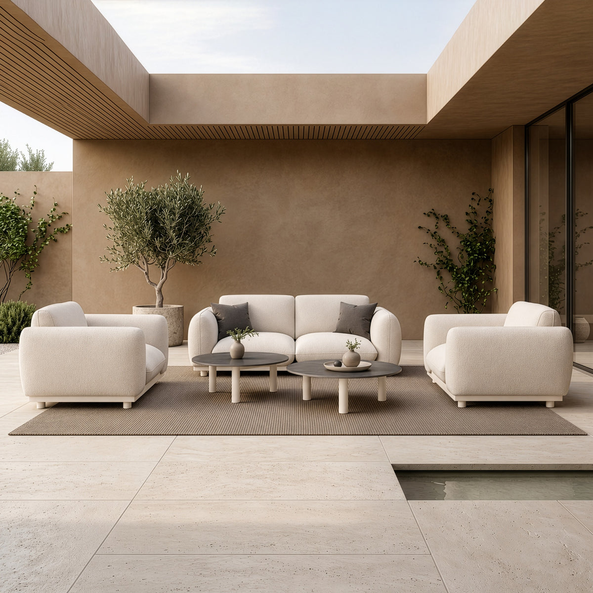 Palma - Outdoor Grey Olefin Fabric Sofa Set — view 2