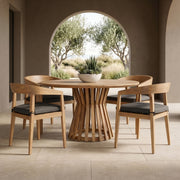 Sintra - Outdoor Grey + Eucalyptus Round Dining Table Set — view 4