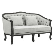 Samael - Loveseat With 2 Pillows - Gray Linen & Dark Brown - R&R Furniture Gallery (Fountain Valley, CA)