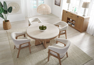 Escape - Round Dining Table - Glazed Natural Oak / Black Metal Trim