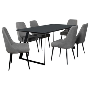 Smith 7-piece Rectangular Ceramic Top Dining Table Set Black